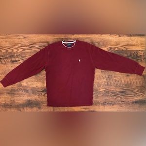 Polo Ralph Lauren Mens Long-Sleeve Red Waffleknit Shirt—Size L—Good Condition
